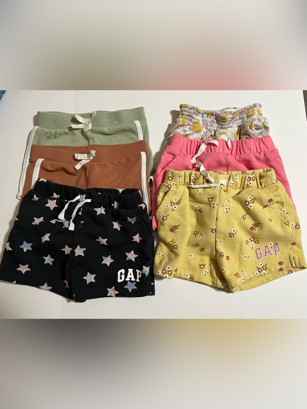 GAP Girls' Mixed Color Knit Shorts — Black, Yellow, Pink, Green, Brown